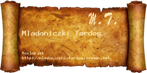 Mladoniczki Tardos névjegykártya